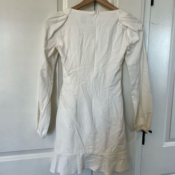 Princess Polly white ruffle long sleeve dress womens size 2 vacation dress M371 - Picture 5 of 6